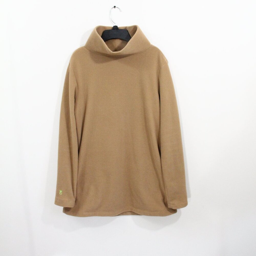 Dudley Stephens Cobble Hill Fleece Tunic Top Turtleneck Small Women Camel Pocket